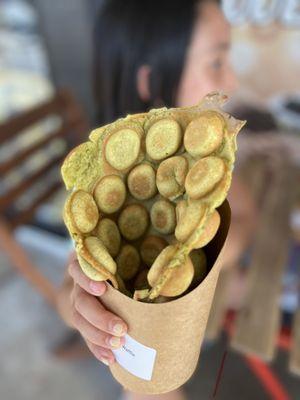 Matcha bubble waffle.