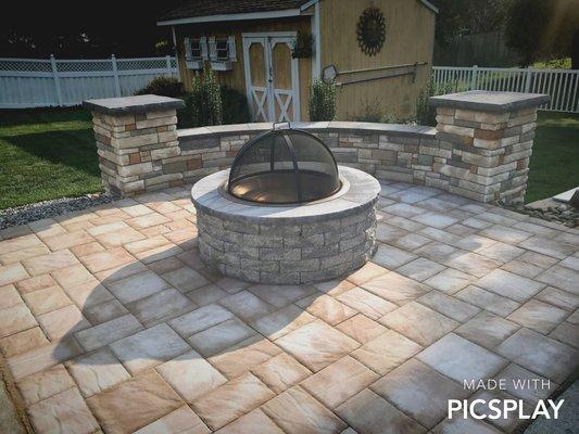 Custom fire-pit and seat wall