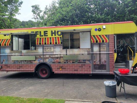 Waffle house truck at my friends house for an event