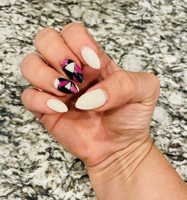 SNS with custom nail design inspired by graphic design by friend