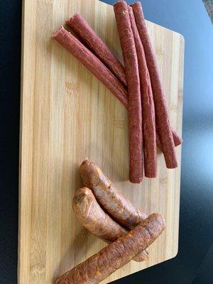 Made in house sausages and beef sticks