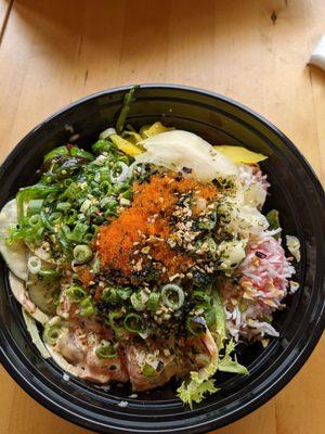 Large Poke Bowl with 4 scoops total -- Crab, Albacore & 2 scoops salmon