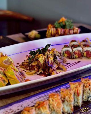 Our signature rolls and regular rolls presentation crafted by our experienced sushi chefs