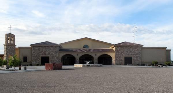 The front of the church.