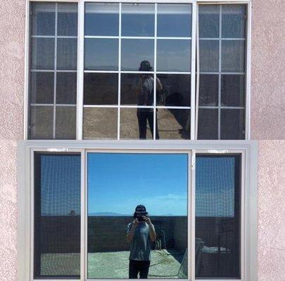 Top picture is the old window that was taken out and was replaced with new energy efficient window.