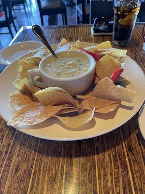 Chips and artichoke dip.