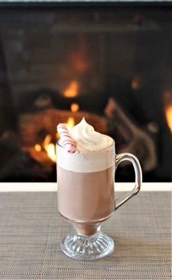 Peppermint boozy hot chocolate.