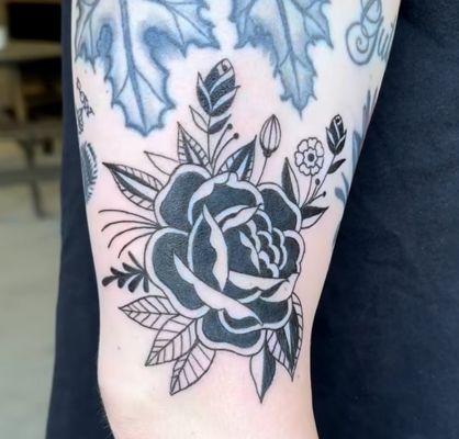 Traditional rose tattoo by Vinh Luong