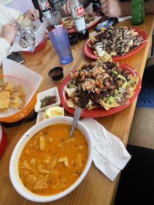 Menudo and Súper nachos