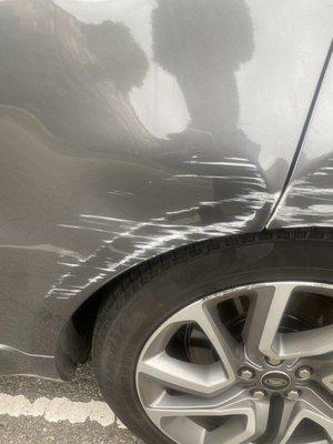 Huge dent and scratches before repairs