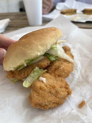 Fried chicken sandwich (added mayo, lettuce, swiss cheese)