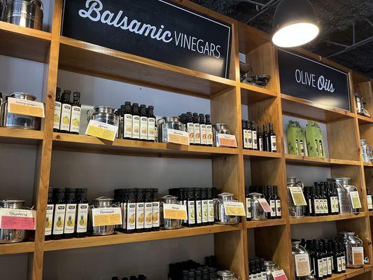 Various oils and balsamic vinegars