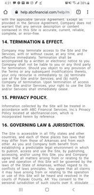 The Termination & Effect policy noted in the Terms/Conditions. I was verbally denied the opportunity to cancel my membership.