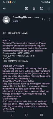 This is second email showing ADD On for 20
 00 month and new number.