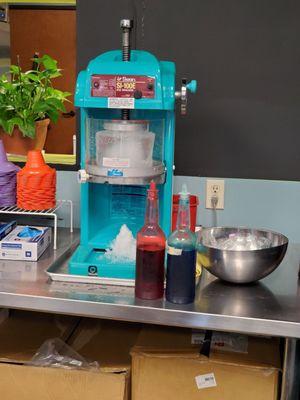 Actual shave ice machine, not crushed ice.