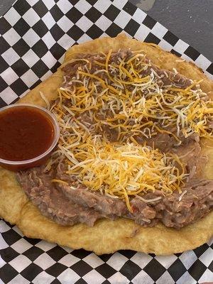 Awesome fresh vegetarian fry bread with beans and cheese