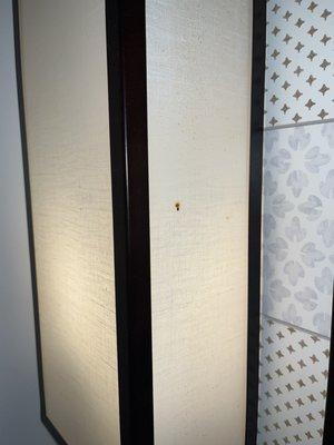 blood on the bathroom lampshade