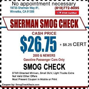 SMOG CHECK $35 CASH PRICE COUPON.