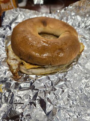 Sausage, egg, and cheese bagel.