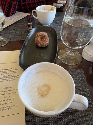 Macchiato and mini donuts.