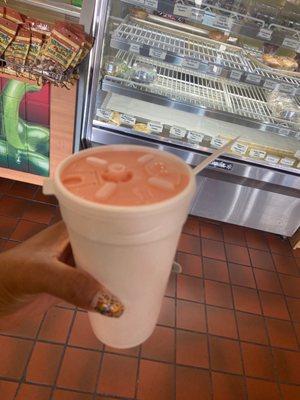 Strawberry, Peach, Mango Smoothie brought to me directly  Good customer service