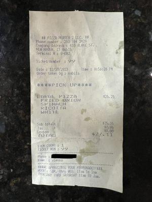 This is the receipt from order.