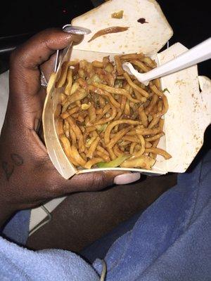 Veggie lo mein so full of everything and not over cooked