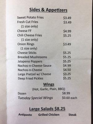 MENU POSTED