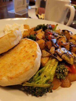 Veggie hash English muffins egg whites