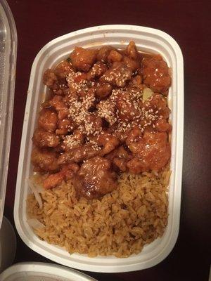 Sesame chicken with rice