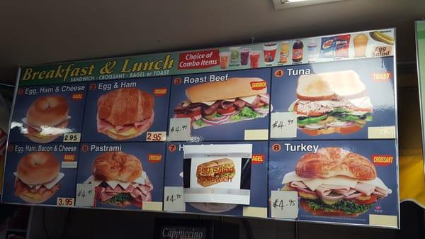 sandwich menu