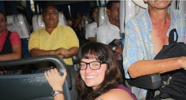 All smiles in South America with my perfect fake teeth!