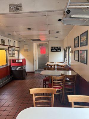 Inside the dining-car.