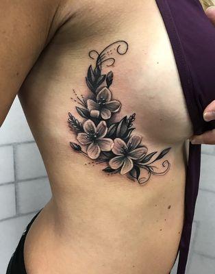 Black and gray flower tattoo