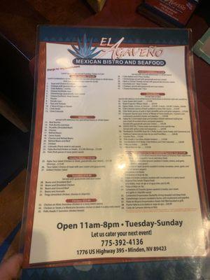 Menu front