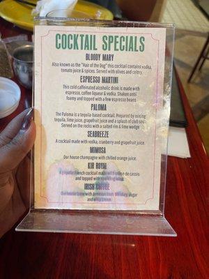 Cocktail specials