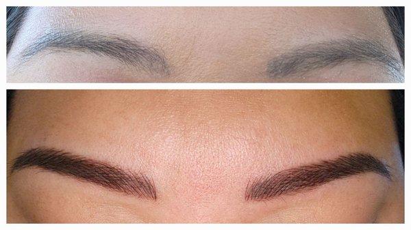 Before and after microblading + shading (2nd session)