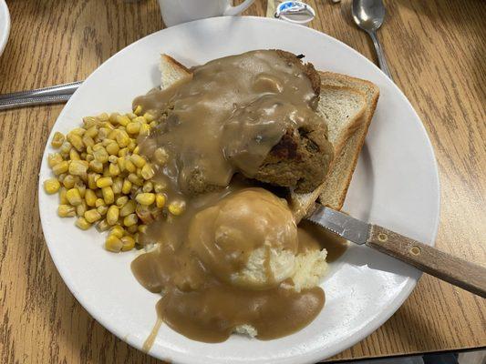 Open-faced meatloaf sandwich