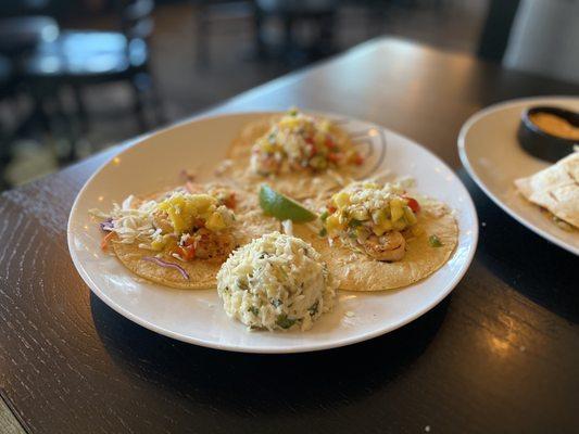 Mango Shrimp & Blackened Mahi-Mahi Tacos