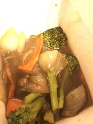 Beef and Broccoli that normally is in a sauce not soup.