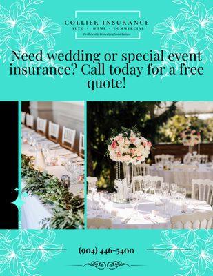 Call today for a special event quote!