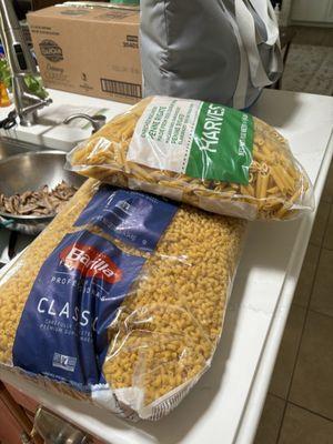 Huge bags of pasta.