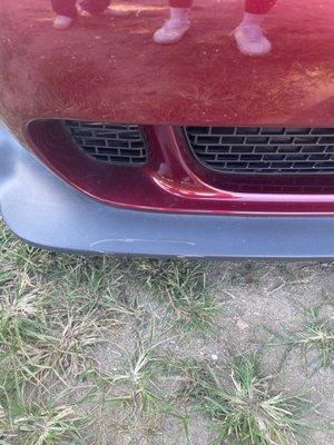 Damaged bumper by xpress towing