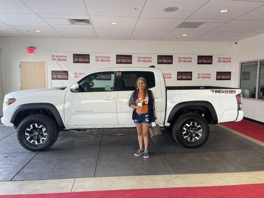 My wife enjoying our new Tacoma.