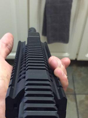 Pinned crooked, gas block rail doesnt align with hand guard or upper receiver rails.