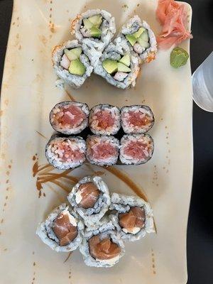 From another angle: Half California, Tekka Maki, Half Salmon CC