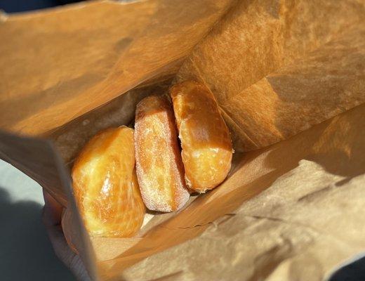 Sugar Donuts, Glazed Donuts and a cream filled donut goodness!