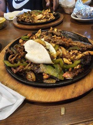 Texas Fajitas (Steak, Chicken and Shrimp) delicious