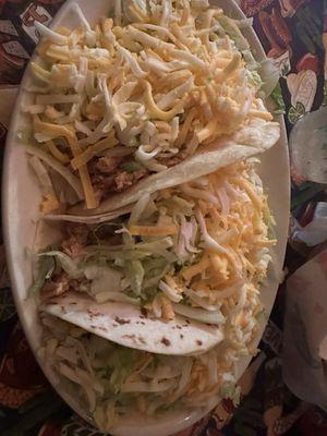 3 Chicken soft tacos