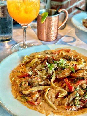 Pasta du Jour with CAB Beef & Shrimp